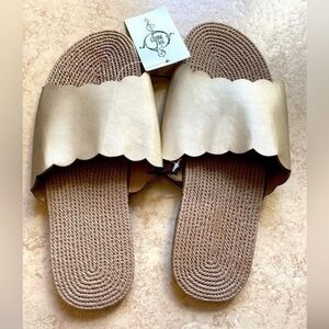 Gold Slip On Sandals NWT Size 9/10